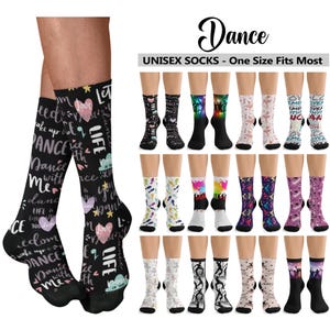 Dance Crew Socks #1 - Unisex - Premium Quality - I Love Dance Dancer Jazz Tap Ballet Line Dancing Hip Hop Ballroom Modern Fun Footwear Gift