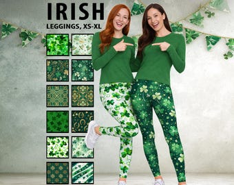 Women's St. Patrick's Day Leggings #1 - Irish Shamrock Pants, Lucky Green Party Outfit