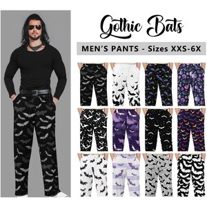 May include: Gothic Bats Men's Pants in various bat print designs.  The pants are available in sizes XXS-6X.