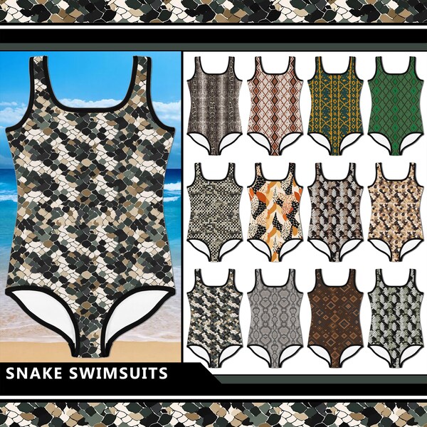 Kids Snake Snakeskin Swimsuit #1 - Sizes 2T-20 - Baby Teens Bathing Suit - Animal Print Retro Rock Star Southwestern Gift