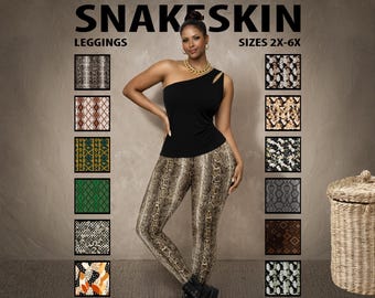 Plus Size Snakeskin Leggings #1 – Bold Animal Print Pants