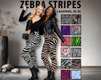 Womens Zebra Stripe Leggings #1 – Rock Star Animal Print Pants
