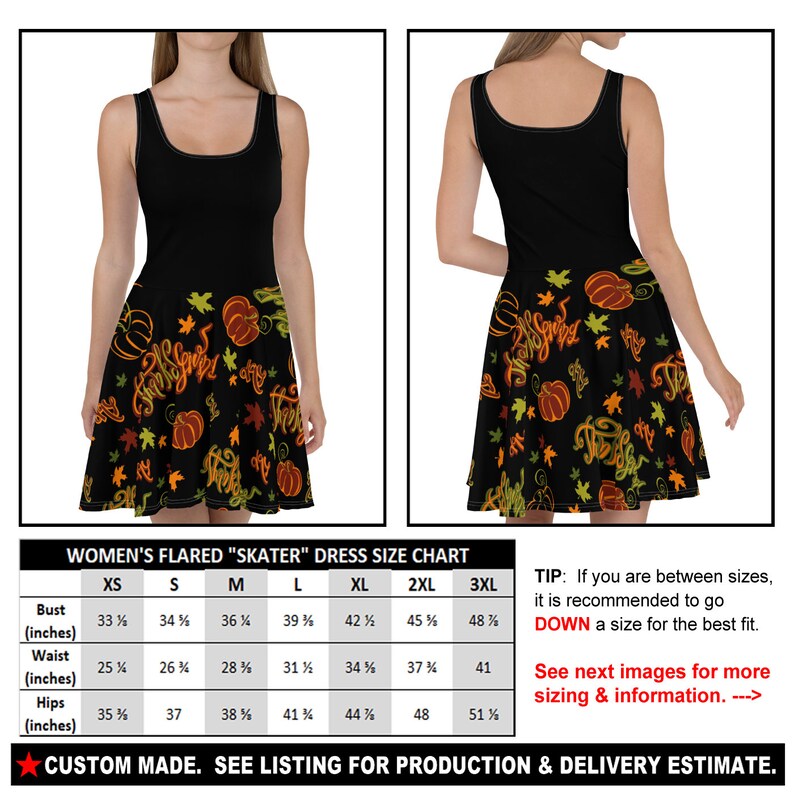 - See Estimated Delivery Flared Skater or Straight Pencil Dress THANKSGIVING 4a - Happy Turkey Day Autumn Fall Pumpkin Party gift