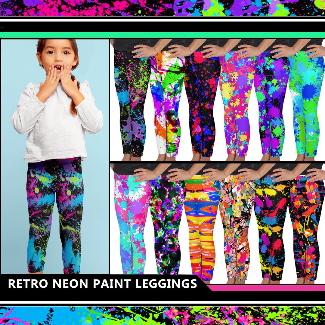 Kids Retro Neon Paint Leggings 1 Boys Girls Baby Toddler Etsy
