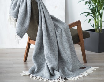 Throw Blanket wool, Wool blanket Throw, Sofa throw, Big Gray bedding home, Blankets & Throws