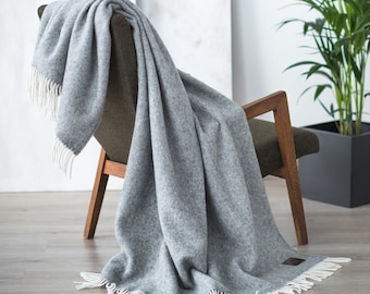 Throw Blanket wool, Wool blanket Throw, Sofa throw, Big Gray bedding home, Blankets & Throws