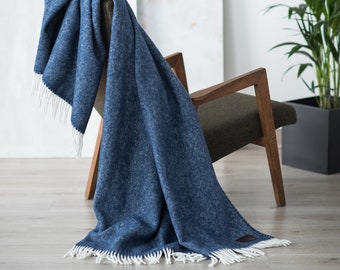 Throw Blanket, Wool Blanket, Wool Throw,  Sofa throw, Blue bedding, Wool cover for bed home, Blankets & Throws