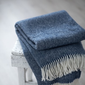 Throw Blanket, Wool Blanket, Wool Throw,  Sofa throw, Blue bedding, Wool cover for bed home, Blankets & Throws