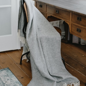 Throw Blanket wool, Wool blanket Throw, Sofa throw, Big Gray bedding home, Blankets & Throws