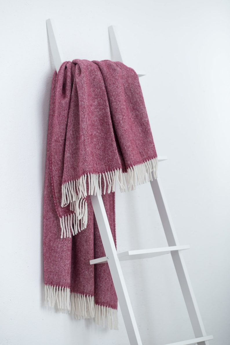 Blanket Throw Wool Bedding Sofa Throw Dark Red Blanket Wool Etsy