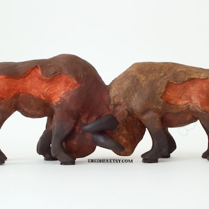 Rutting Bison | Clay Sculpture | Inspired by the Lascaux Cave Paintings