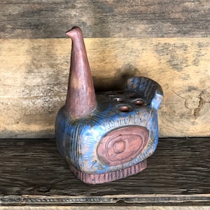 Ceramic Peacock /Figurine/Sculpture by Swedish Designer Lars Bergsten from the 60s / MCM / Mid Century Modern / Boho - Scandinavian Folk Art