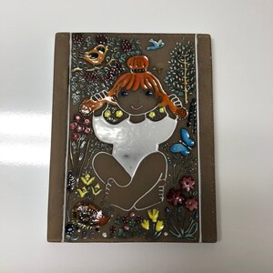 Vintage Swedish Ceramic Wall Plaque &quot;Linda&quot; Designed by Dorothy Clough for Upsala Ekeby Hand Made Wall Hanging / Wall Art / 60s