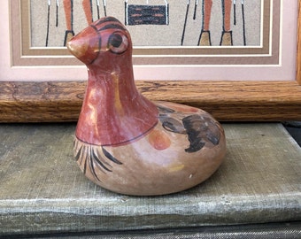 Vintage Mexicano Tonala Cerámica Arte Popular Pájaro / Pato - Boho/Shabby Chic/ Ecléctico