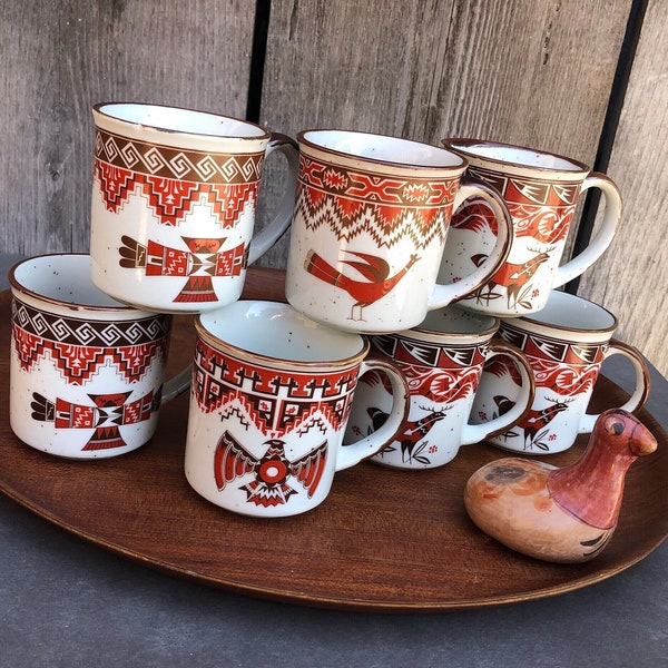 Japanese Otagiri Pottery Coffee/Tea Mugs/Cups - Southwestern - Orange/Brown - Speckled - Ceramic - Japan-Farmhouse/Eclectic/Boho