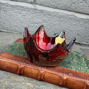Vintage Bowl by Ernst Faxe, Denmark - Red/Black Glaze -Ceramic- Scandinavian / Danish Home Design -  MCM / Mid Century Modern Studio Pottery