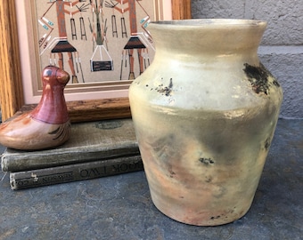 Vintage primitiv mexikansk(?) lerstudio keramikvas - Traditionell - Folkkonst - Sydvästlig - Boho - Bondgård - Stugchic
