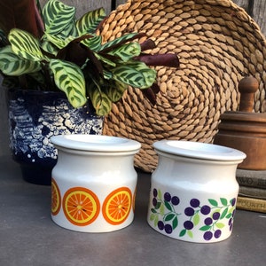 60s Arabia Pomona Blueberries/Oranges Jam Jar By Raija Uosikkinen/Ulla Procopé -Porcelain Sugar Bowl/Honey Pot -Finland-Scandinavian MCM