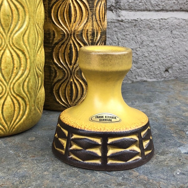 Danish Ceramic Pottery Candle Holder, by Frank Keramik - Made in Denmark - MCM/Mid Century Modern Danish/Scandinavian Home Decor