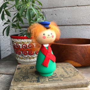 Mid Century Wooden Swedish Troll / Gnome / Gonk / Doll Figurine -Hand Made in Sweden -Folk Art -Mid Century Scandinavian/Danish Modern Decor