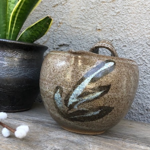 Stoneware Pottery Sauce or Gravy Boat - Bowl with Handle and Pourer - Signed - Glazed - Ceramic - Hand Made - Boho/Eclectic/Farmhouse