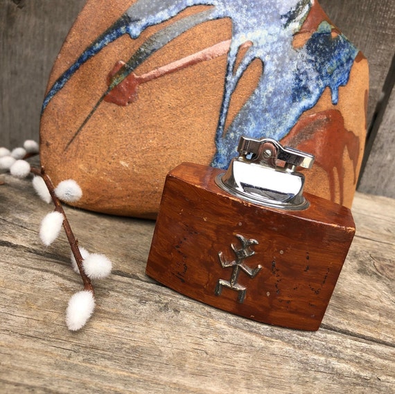 Vintage Wooden Table Lighter - Metal Stick Man - Man Cave/bar/library/den  Decor -cigarette/cigar Lighter-barware