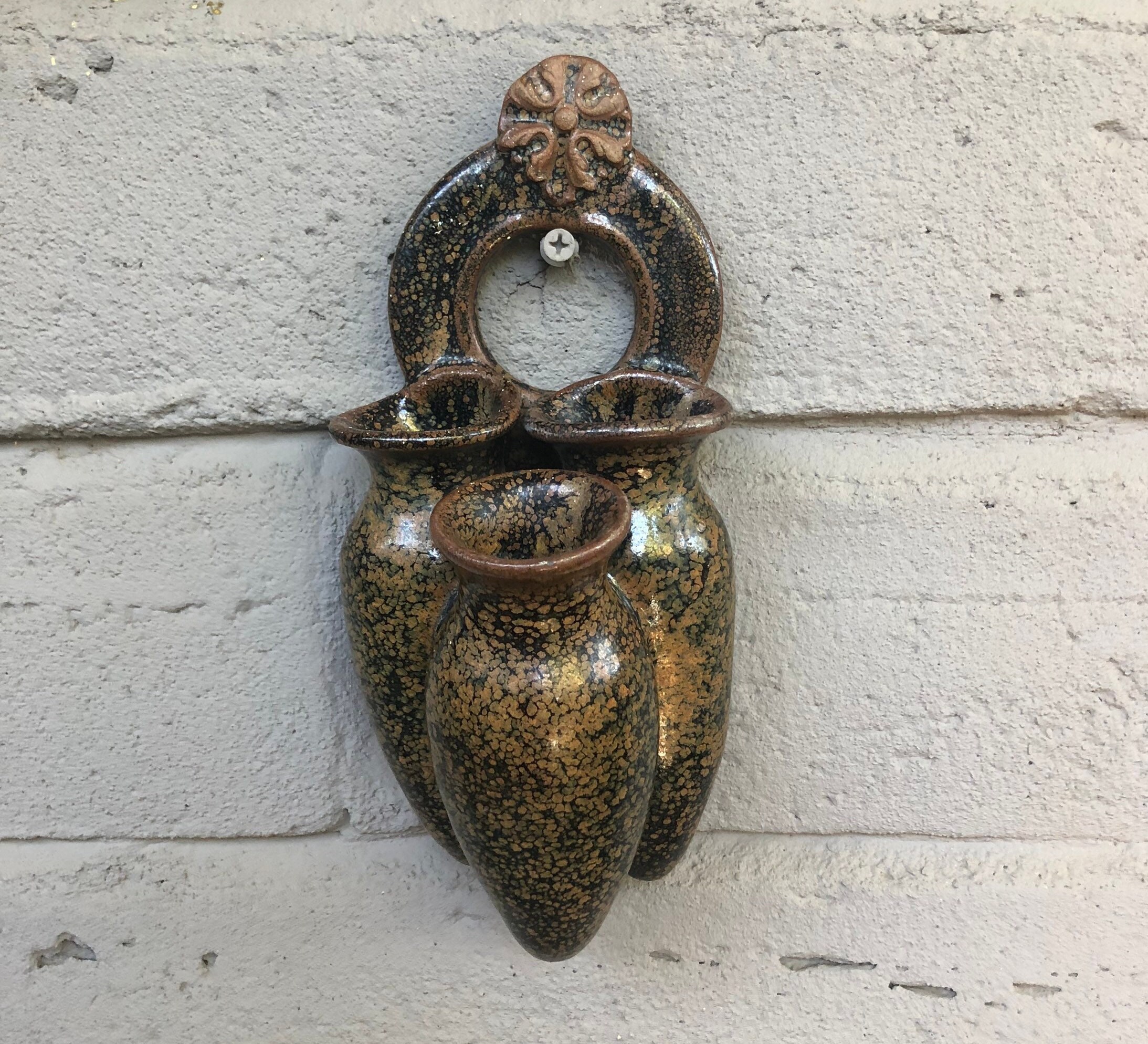 Vintage Foxlo Pottery Ceramic Wall Vase / Wall Pocket / Wall Art Piece ...