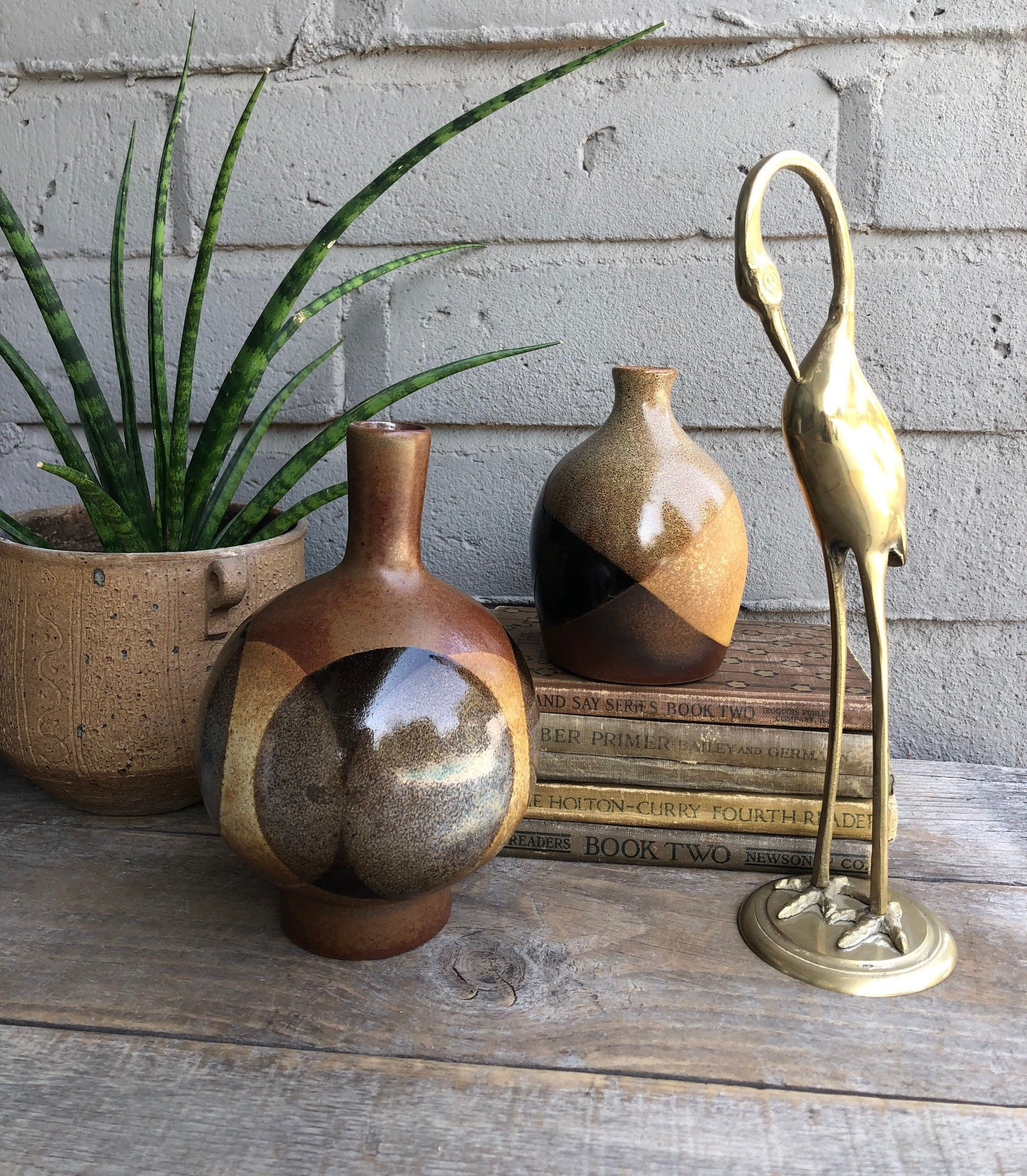 Mid Century Pottery Craft Stoneware Pottery Bud Vase / Weedpot