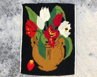 Tapisserie décoration scandinave tissé / tenture murale - fleurs / Floral - suédois tissage / Technique flamande faite à la main-décoration de la maison