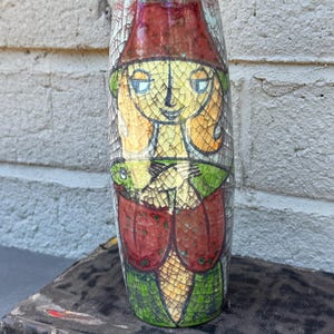 Danish Ceramic Crackle Persian Glaze Vase by Marianne Starck for Michael Andersen and Sons - MCM Scandinavian Pottery - Bornholm, Denmark