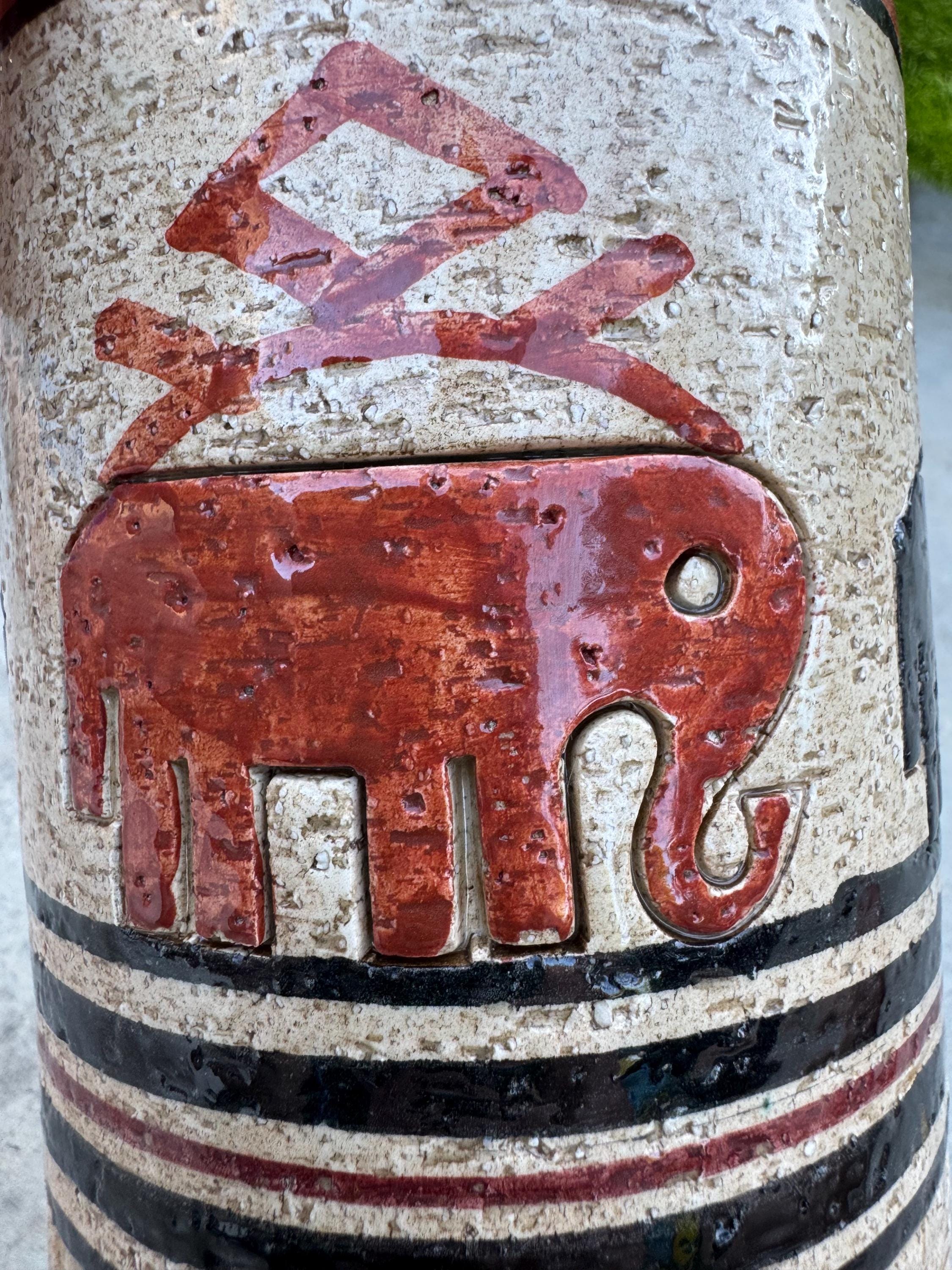 イタリア製ビトッシ陶器製円筒形花瓶「ウィッカー」 - ブラウン