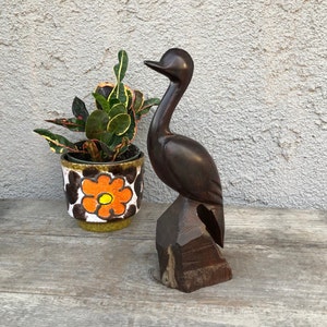Vintage Ironwood Bird / Figurine / Sculpture -Hand Carved-Wooden -13.5” Tall - MCM/Modernist/Boho/Nautical /Beach Home Decor / Shelf Decor