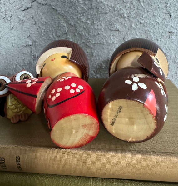 Vintage Kokeshi Doll - Japanese Hand Painted Wooden Girl -made in