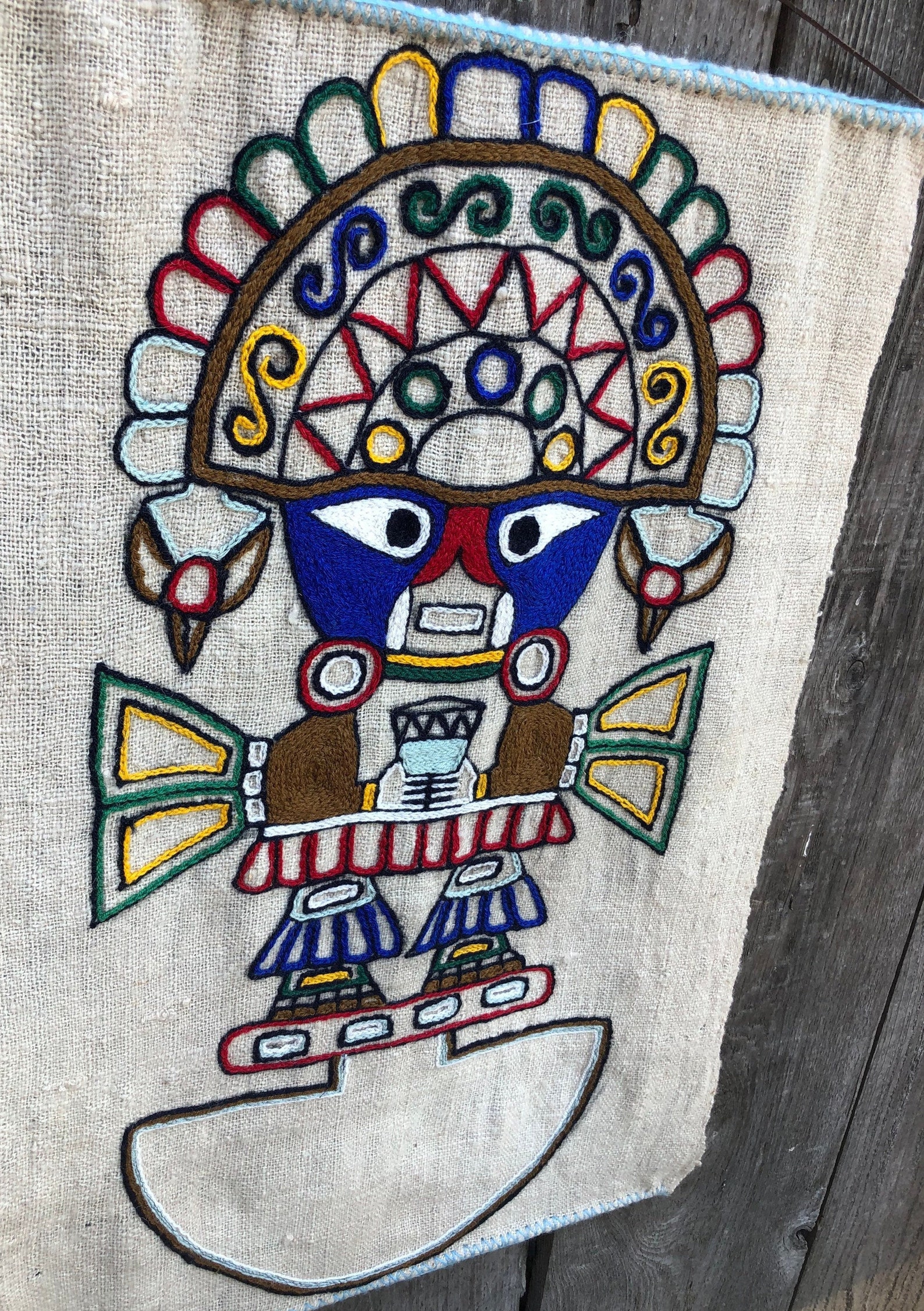 South American Hand Made Embroidered Boho Textile Wall Art Etsy