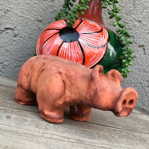 Whimsical Clay / Ceramic Figurine -Stocky, Chunky, Meaty Pig / Hog / Sow / Swine / Farm Animal - Signed - Farm House / Eclectic / Boho Decor