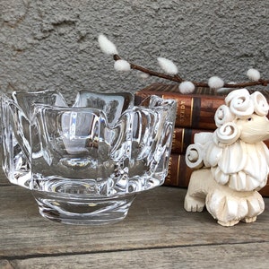 Swedish Lars Hellsten, Orrefors Crystal Clear Glass Bowl - Corona - Signed - Made in Sweden - Vintage / MCM / Scandinavian - Scandinavian