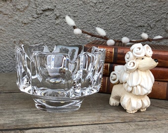 Swedish Lars Hellsten, Orrefors Crystal Clear Glass Bowl - Corona - Signed - Made in Sweden - Vintage / MCM / Scandinavian - Scandinavian