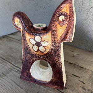 Danish Pottery Animal Figurine Candle Holder - Søholm Bornholm Stentøj, Design by Noomi Backhausen, Denmark / Scandinavian Decor