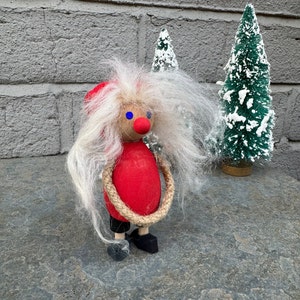 Vintage Wooden Swedish / Scandinavian Santa / Elf / Gnome - Made in Sweden