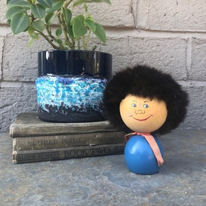 Mid Century Wooden Swedish Blue Troll / Gnome Figurine - Hand Made in Sweden - Folk Art - Mid Century Scandinavian/Danish Modern Decor