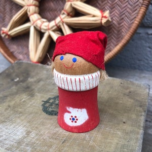 Vintage Swedish Wooden Elf/Gnome/Santa&#39;s Helper/Santa Claus/Tomte Doll Figurine -Folk Art -Sweden -Scandinavian Christmas Decor