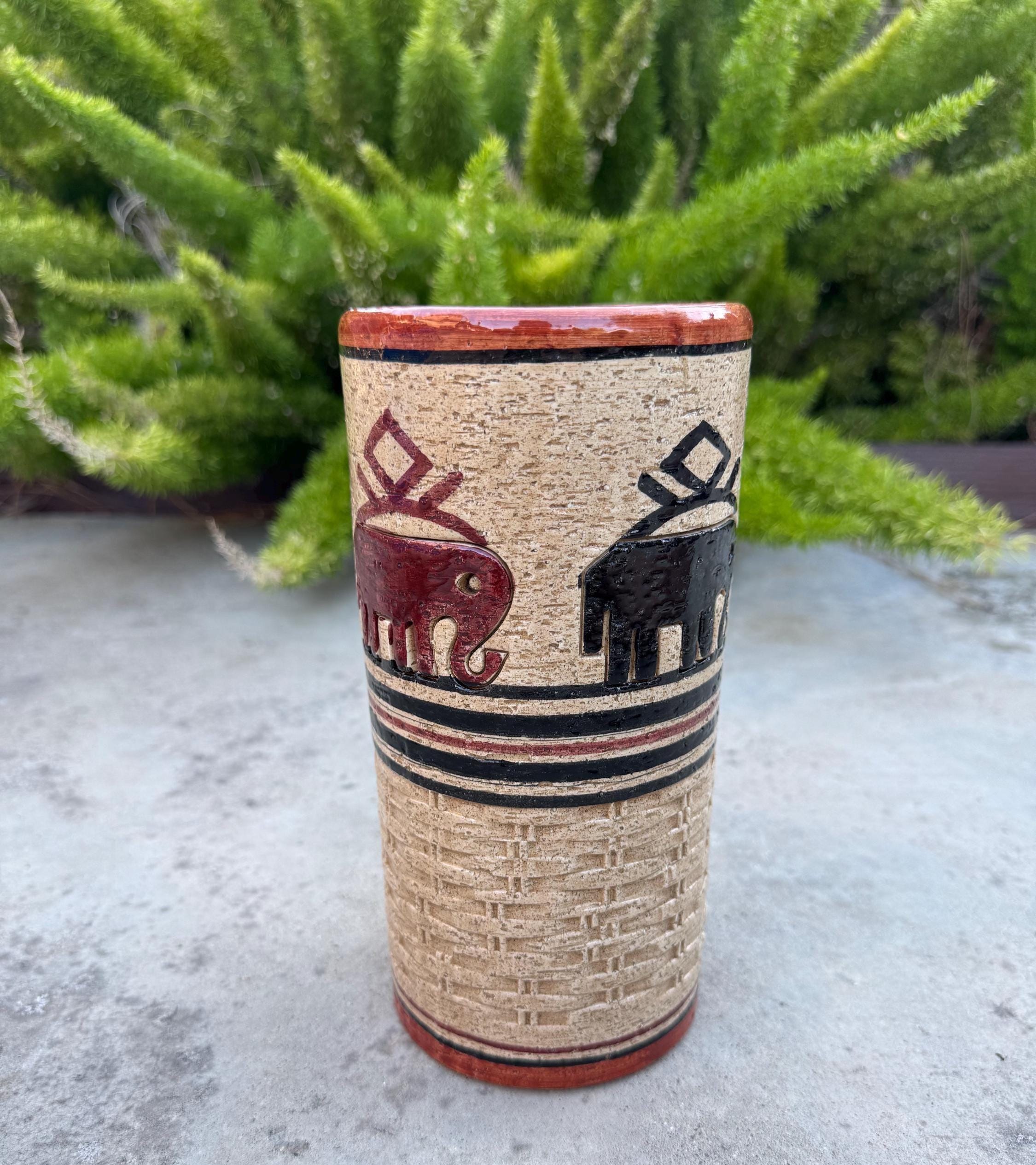 茶色 陶器 円筒形 花瓶 Clay（フラワーベース） 花器 フラワーベース 円筒 黒