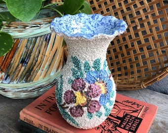 Italian Textured Pottery Vase - Floral/Flowers - Made in Italy - Cottage Chic / Shabby Chic / Farm House Home Decor