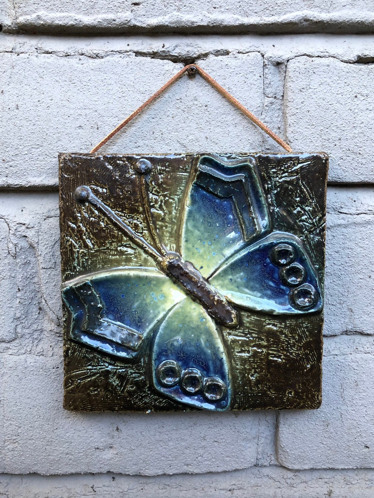 Vintage Ceramic Wall Plaque / Wall Hanging of a Butterfly From Etsy
