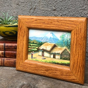 Original Oil or Acrylic Framed Painting /Art-Signed-South American Men/Landscape/Farm/Barn/Country/Nature/Mountain-Eclectic-Wall Hanging