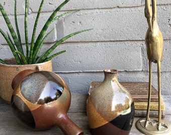 Mid Century Pottery Craft Stoneware Pottery Bud Vase / Weedpot