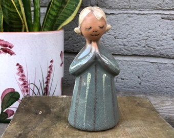 Swedish Ceramic/Clay Praying Girl Figurine from Christina Keramik, Sweden Design Dagny Zachrisson - MCM Scandinavian Pottery