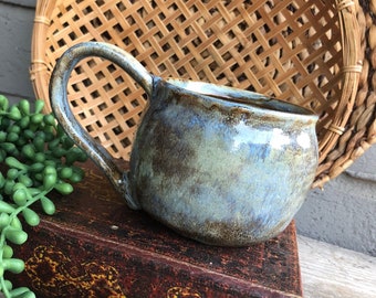 Gran cerámica pesada hecha a mano Café / Taza de té / Taza -Azul / Gris / Marrón-Vidriado - Gres / Cerámica - Boho / Boho / Ecléctico / Decoración de la cocina de la casa de la granja