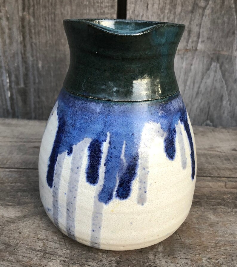 Hand Thrown Stoneware Drip Glaze Pitcher/jug/vase -pottery Marked ...