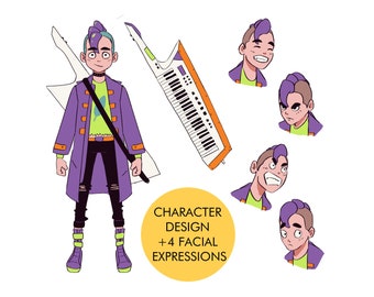 CUSTOM CHARACTER DESIGN + Facial expressions Anime character Cartoon design Anime character sheet Dnd character Custom Vtuber Oc commission